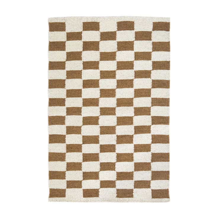 "Zapotec Umber and Ivory Checkered Rug, Size 2'x3'" - Area Rugs in brown by Archive New York