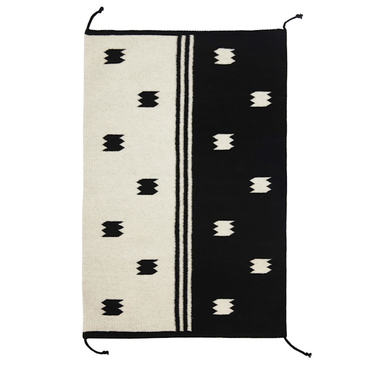 "Zapotec Black and Ivory Rug #1, Size 2'x3'" - Area Rugs in black by Archive New York