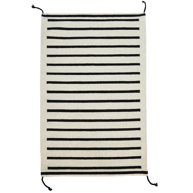 "Zapotec Black and Ivory Striped Rug #2, Size 2'x3'" - Area Rugs in black by Archive New York