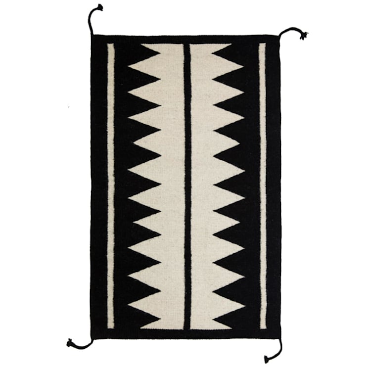 "Zapotec Black and Ivory Rug #5, Size 2'x3'" - Area Rugs in black by Archive New York