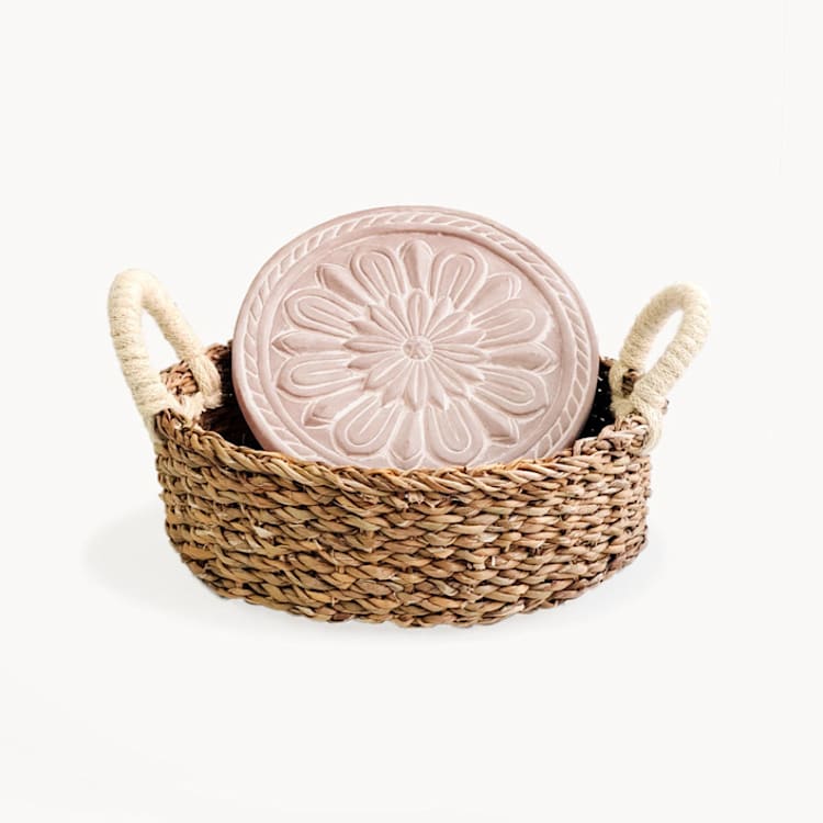 "Handmade Bread Warmer & Wicker Basket - Vintage flower" - Serving Bowls in natural by KORISSA