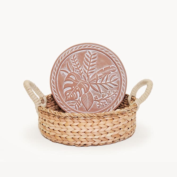 "Bread Warmer & Basket - Plant Round" - Serving Bowls in natural by KORISSA