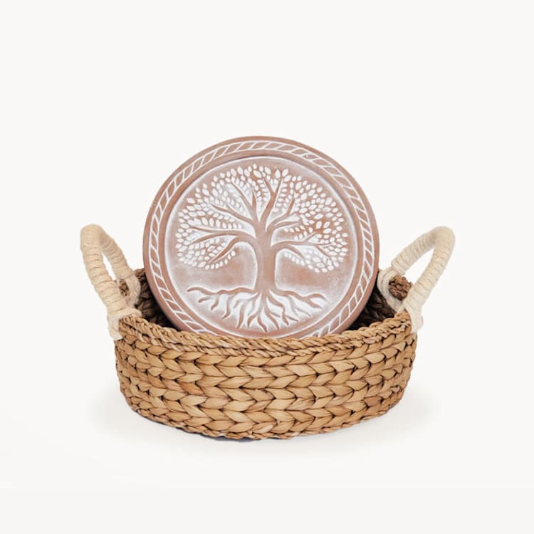 "Bread Warmer & Basket - Tree of Life Round" - Serving Bowls in natural by KORISSA