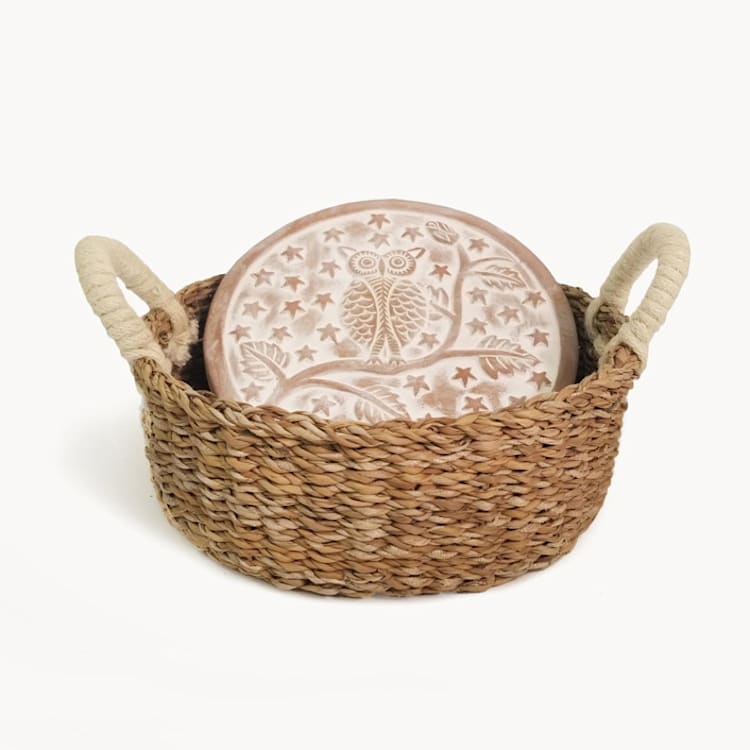 "Handmade Bread Warmer & Wicker Basket - Owl Round" - Serving Bowls in natural by KORISSA