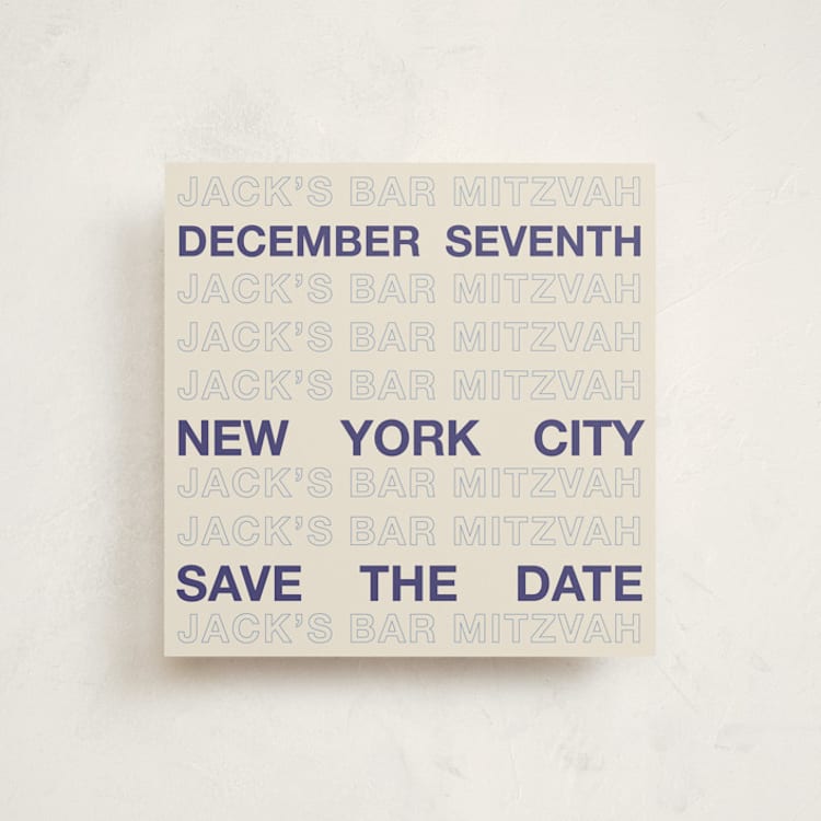 "Be There or Be Square - Save The Date" - Bar and Bat Mitzvah Save The Date in Cream by Cleghorn Creative - Front