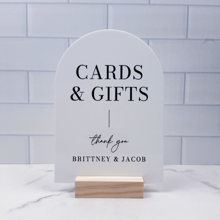 "Cards and Gifts Modern Minimalist Arch Sign, White Arch, 5"x7"" - Wedding Signs in white by Willow and Barn