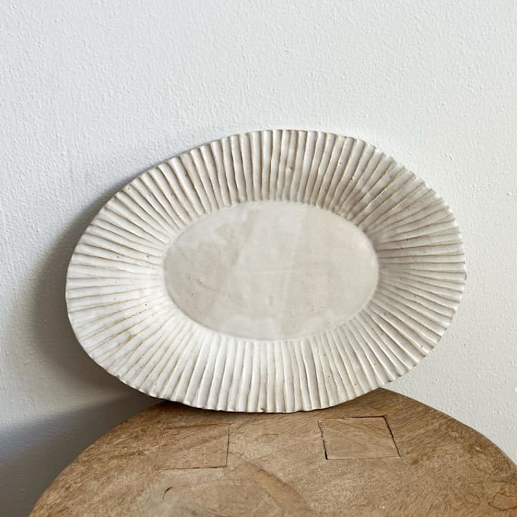 "Ribbed Edge Platter - Wide" - Serving Platters and Trays in white by Sidney Field