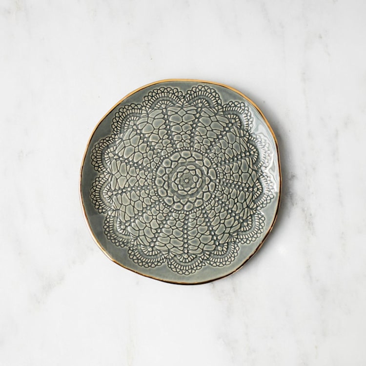 "Cookie Plate in Moss" - Serving Platters and Trays in green by Handmade Studio TN