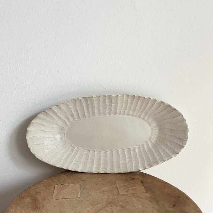 "Ribbed Edge Platter - Oblong" - Serving Platters and Trays in white by Sidney Field