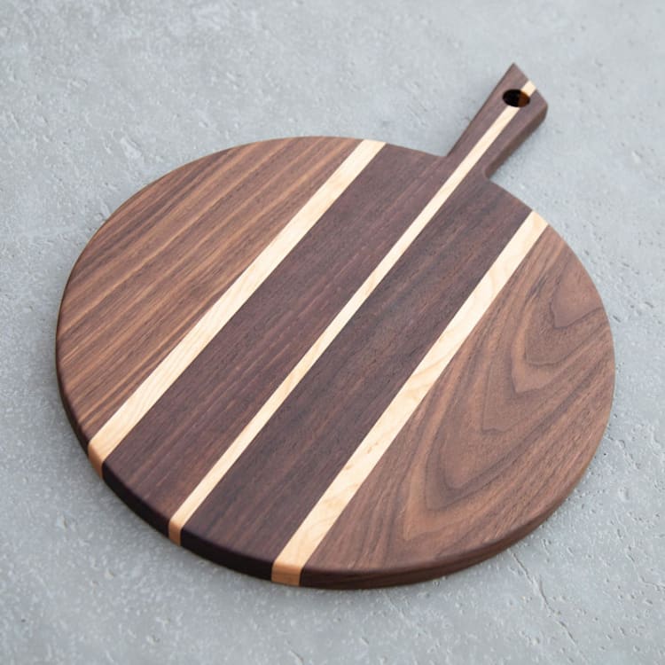 "Round Walnut/Maple Cheese & Charcuterie Board" - Serving Platters and Trays in natural by Block and Bowl