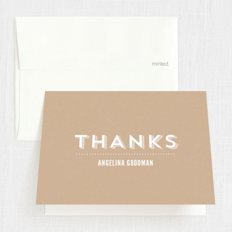 "Simply Krafted" - Mitzvah Thank You Cards in Cotton by That Girl Press - Front