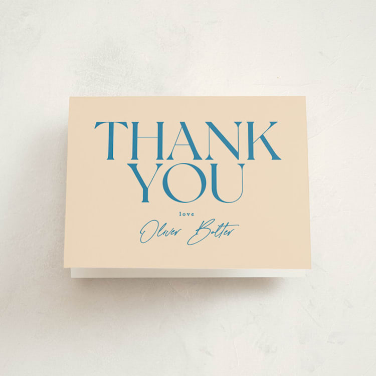 "Modern Mitzvah" - Mitzvah Thank You Cards in Sky by Creo Study - Front