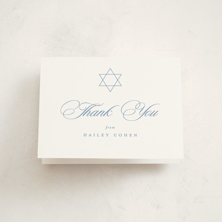 "Aristocratic" - Mitzvah Thank You Cards in Sky by Creo Study - Front