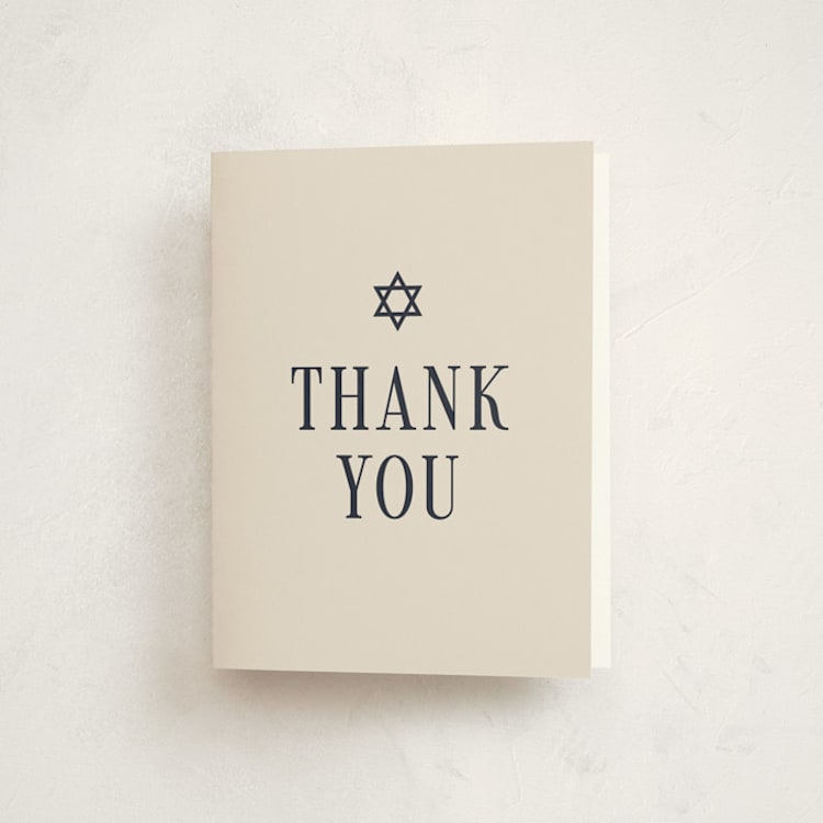 "Broche" - Mitzvah Thank You Cards in Midnight by Meagan Christensen - Front