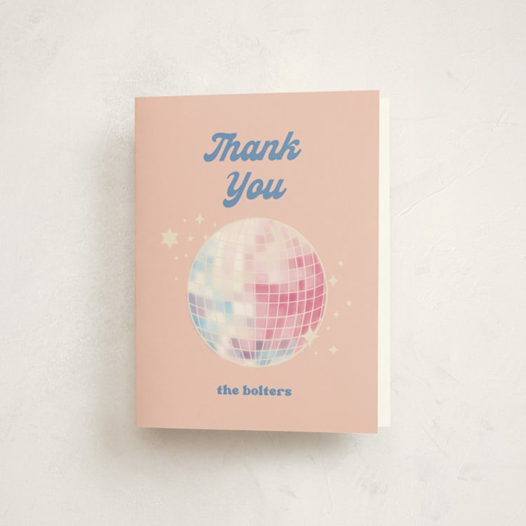 "To the Disco" - Mitzvah Thank You Cards in Candy by Creo Study - Front