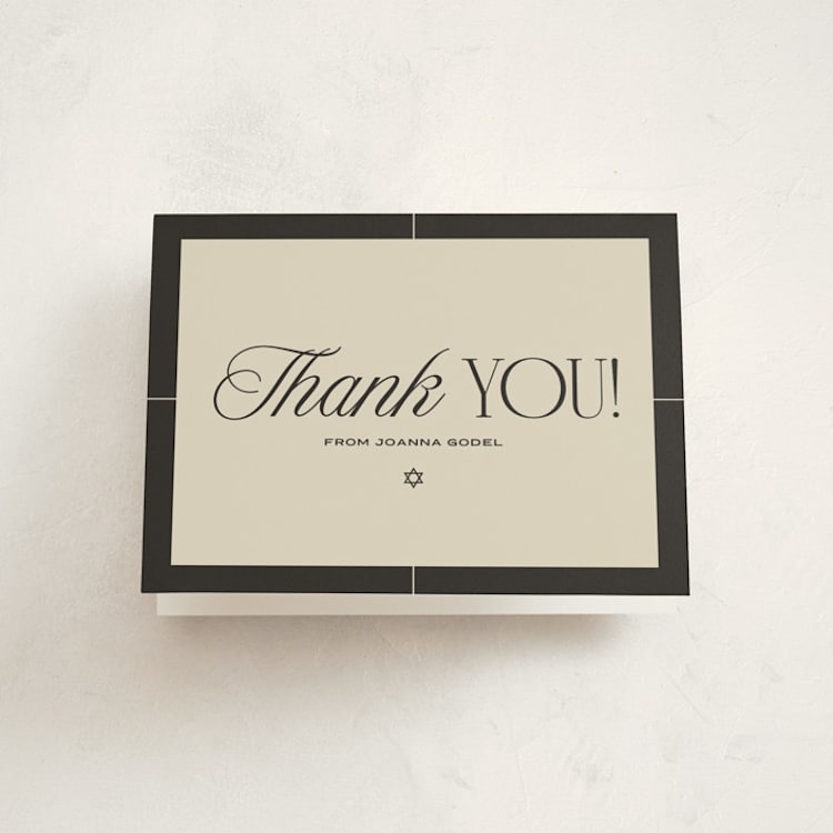 "Grand Luxe Bat Mitzvah" - Mitzvah Thank You Cards in Charcoal by Wallace Design Co. - Front