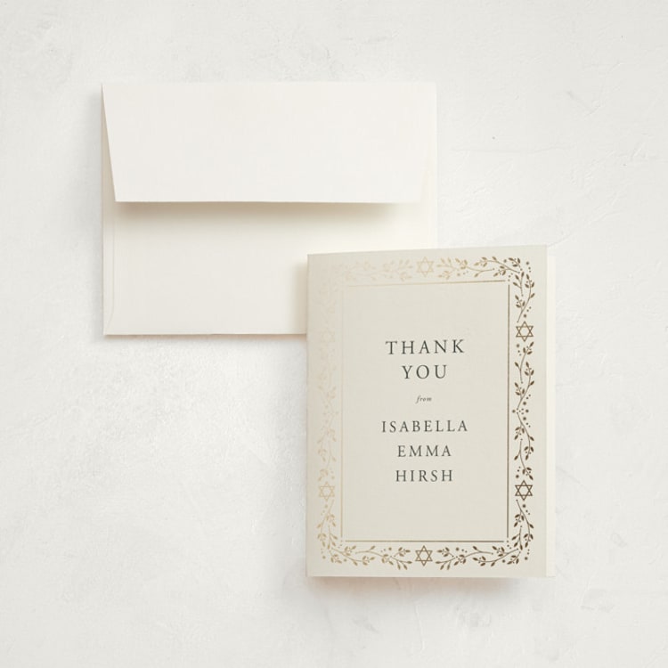"Hanukkah star" - Foil-Pressed Mitzvah Thank You Cards in Snow by Ana de Sousa - Front