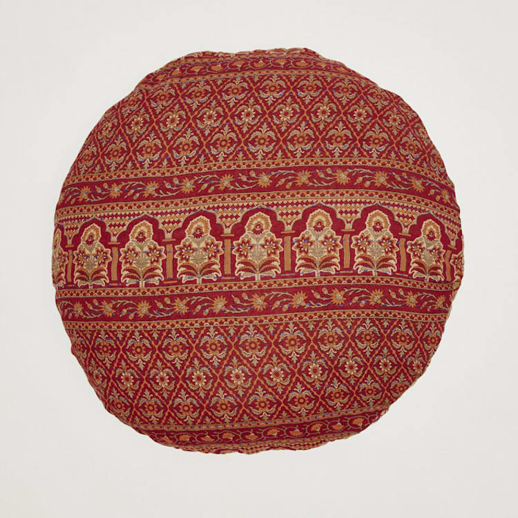 "Kantha Round Pillow - No. 230832" - Throw Pillows in brown by Anchal