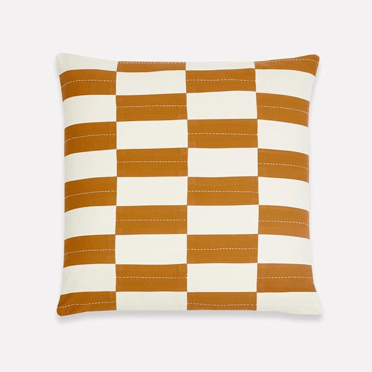 "Checkered Throw Pillow" - Throw Pillows in brown by Anchal