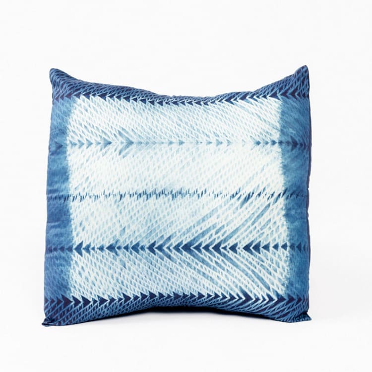 "Ara Indigo Silk Pillow" - Throw Pillows in blue by Anjali Purohit