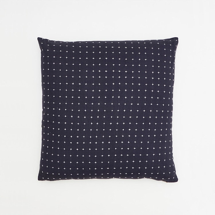 "Cross-Stitch Throw Pillow - Navy" - Throw Pillows in blue by Anchal