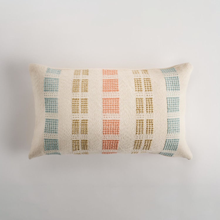 "Magdalena Lumbar Pillow Cover Seaglass Blue, Crocodile Green, Apricot Orange" - Throw Pillows in multicolor by Tatiana Ordoñez