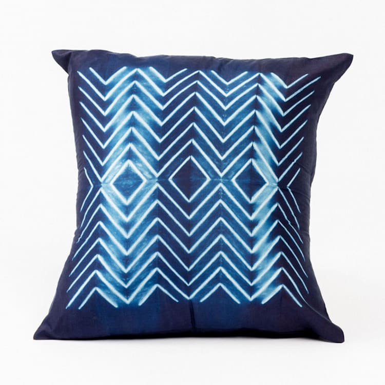 "Naami Indigo Silk Pillow" - Throw Pillows in blue by Anjali Purohit