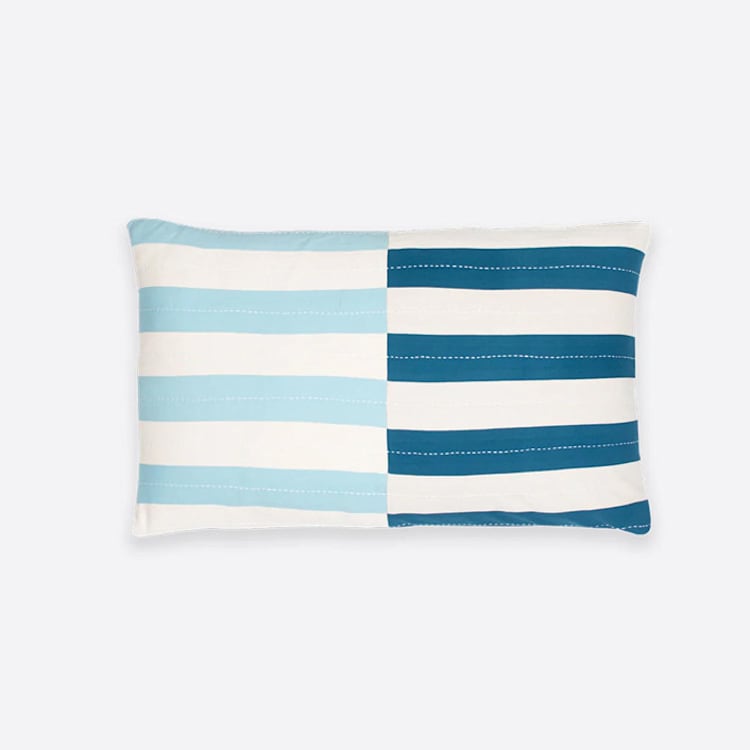 "Offset Lumbar Pillow - Cobalt" - Throw Pillows in blue by Anchal