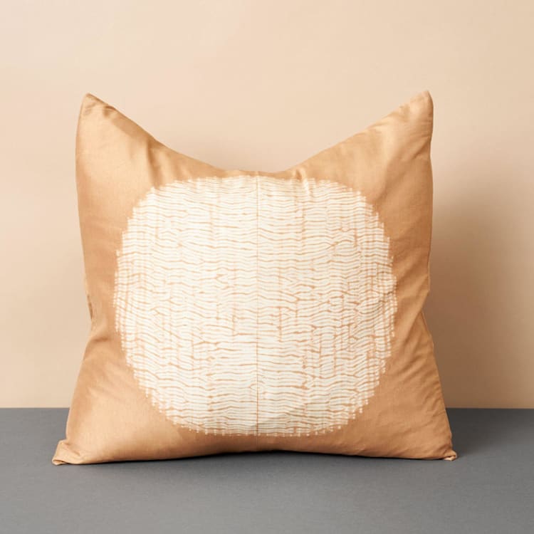 "Shunya Gold Silk Pillow" - Throw Pillows in gold by Anjali Purohit