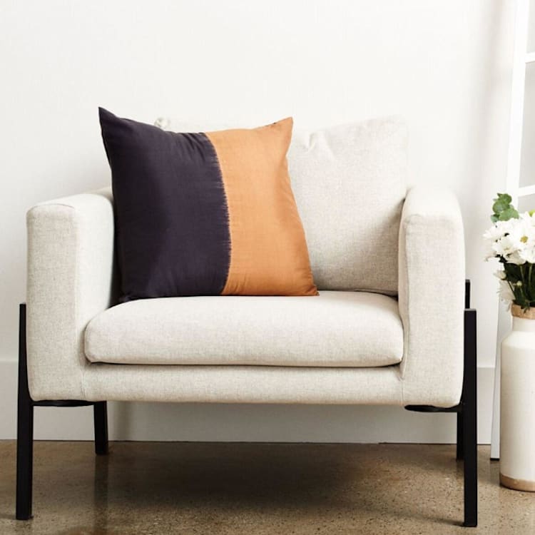 "Kala Silk Pillow" - Throw Pillows in black by Anjali Purohit