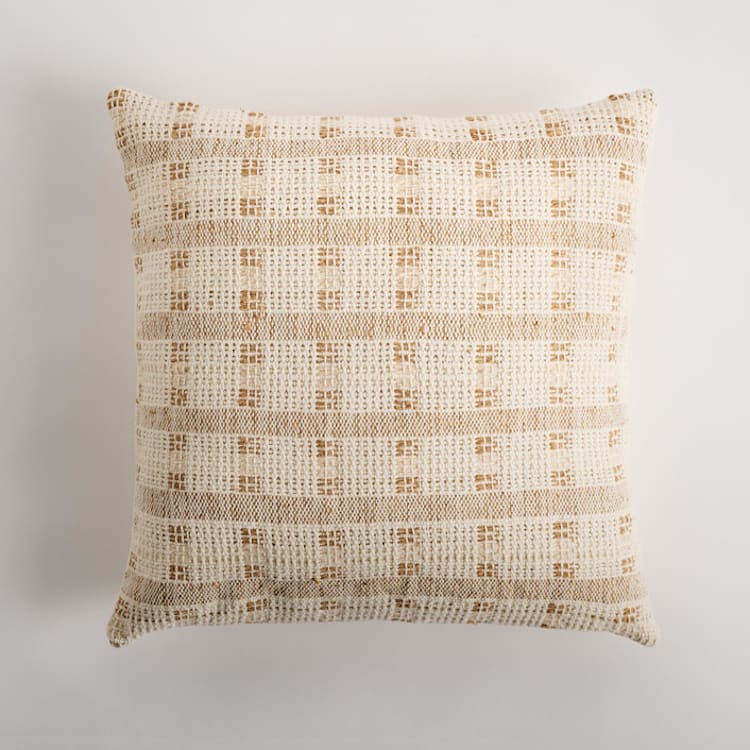 "Zenu Pillow Cover Earth Brown & Cream" - Throw Pillows in brown by Tatiana Ordoñez