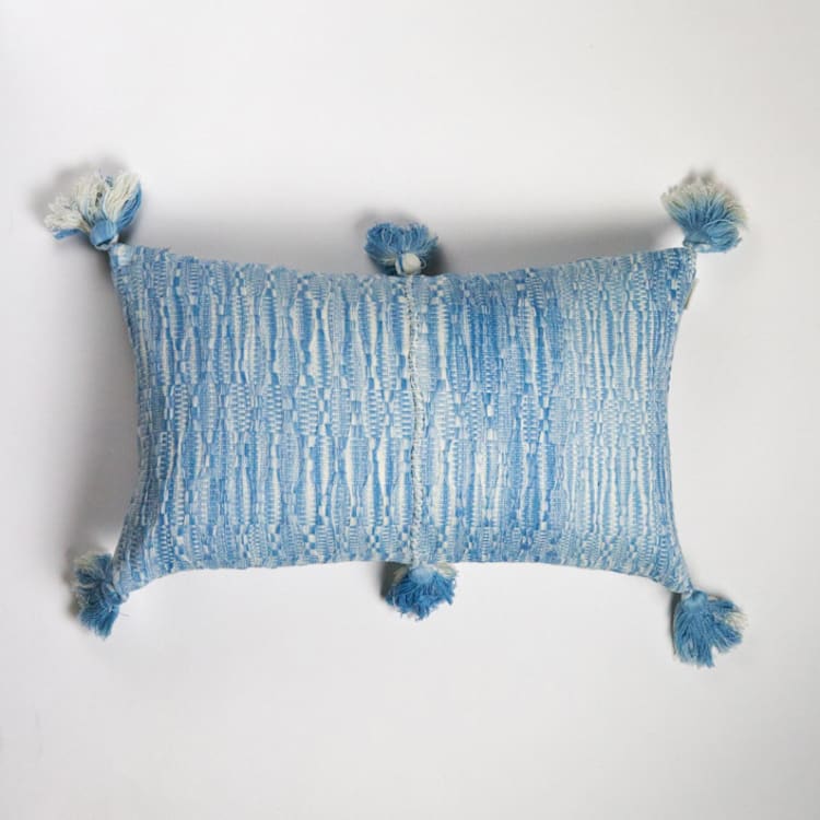 "Antigua Naturally Dyed Faded Blue Solid Cotton Throw Pillow" - Throw Pillows in blue by Archive New York