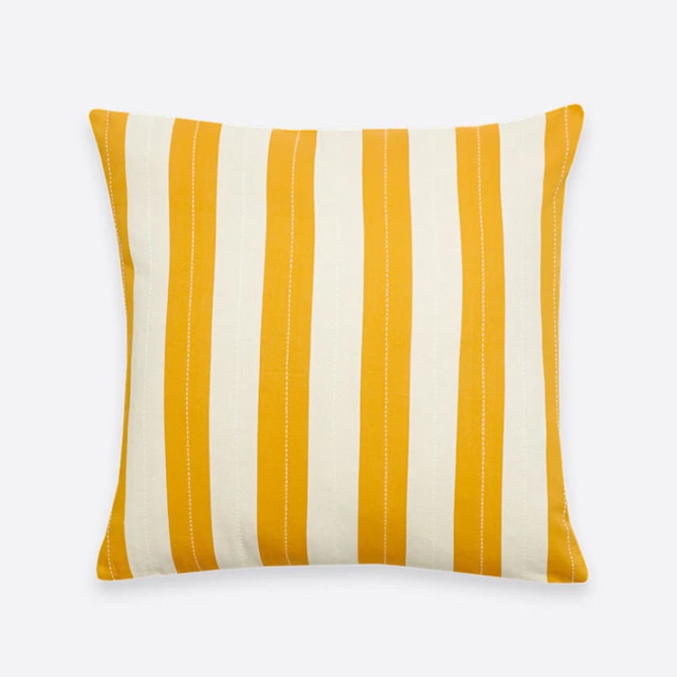 "Cabana Stripe Throw Pillow - Mustard" - Throw Pillows in yellow by Anchal