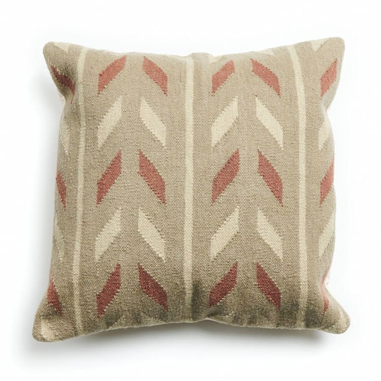 "Ero Green Brown Geometric Pattern Hand-woven Jute Cotton Large Pillow Cover" - Throw Pillows in green by Anjali Purohit
