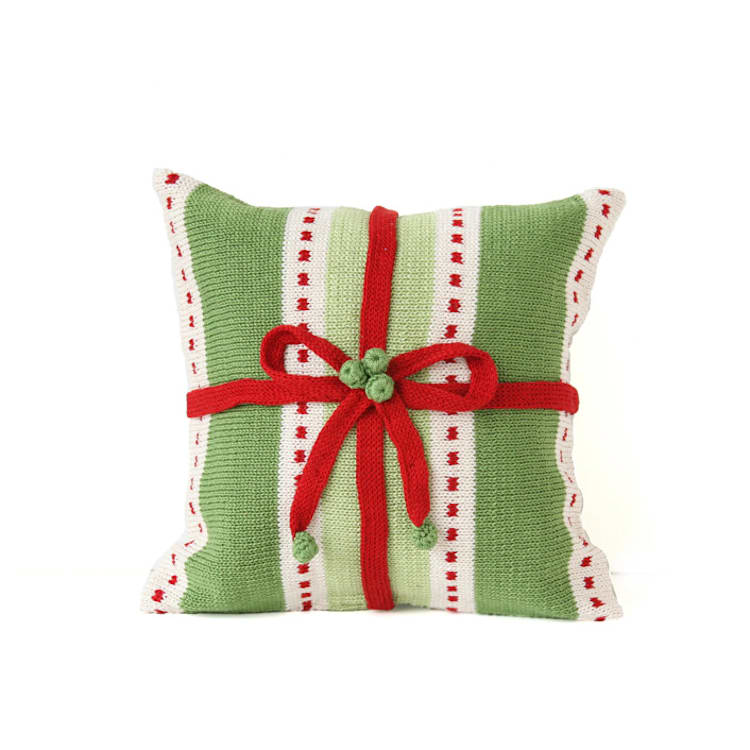 "10" Green Stripe Gift Pillow" - Throw Pillows in green by Melange Collection