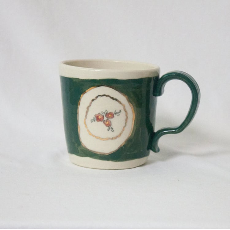 "Cornflower Mug- Emerald" - Mugs and Teacups in green by Erika Christine Ceramics
