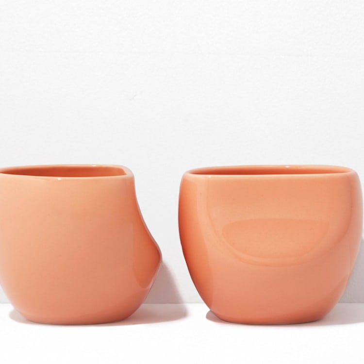 "Fors Studio S/2 Medium Cup - Coral" - Mugs and Teacups in brown by Powered By People