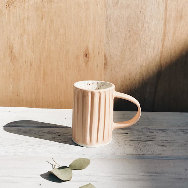 "Organic Ceramic Lined Mug in Blush" - Mugs and Teacups in pink by Bridget Dorr