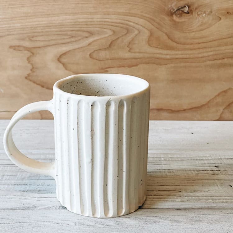 "Ceramic Lined Mug in Oatmeal" - Mugs and Teacups in beige by Bridget Dorr
