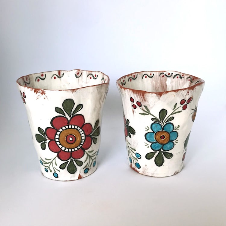 "Simple Flower Tumblers, Set-of-2" - Mugs and Teacups in white by Didem Firat