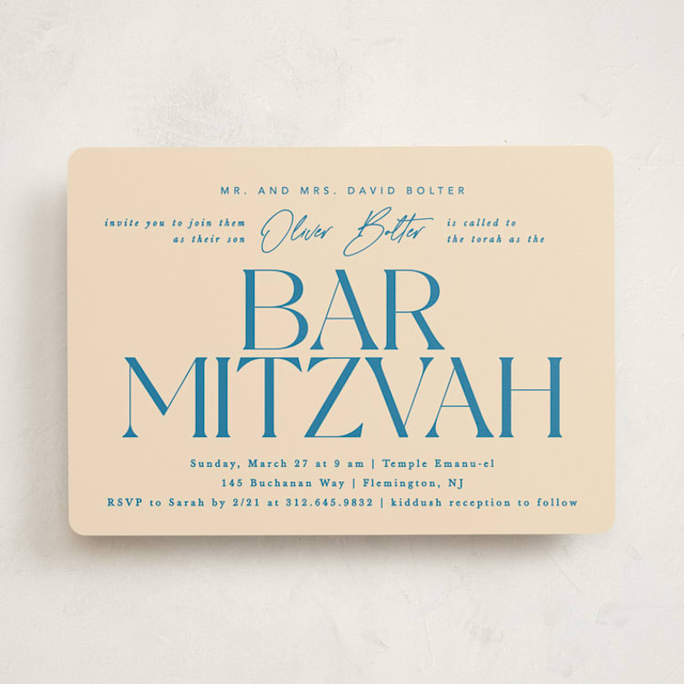 "Modern Mitzvah" - Mitzvah Invitations in Sky by Creo Study - Front