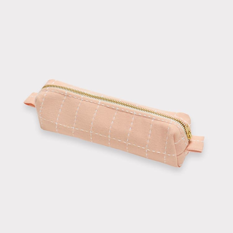 "Small Grid-Stitch Toiletry Bag - Pink" - Makeup Bag in pink by Anchal