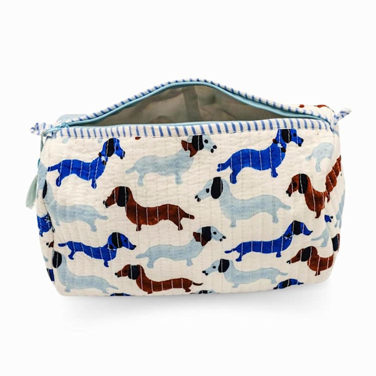 "Dashing Doxies Toiletry Bag - Medium" - Makeup Bag in blue by Inner Child