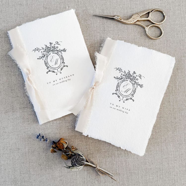 "Ornate Monogram Crest Vow Book - Set of 2" - Wedding Vow Books in gray by Jen Simpson