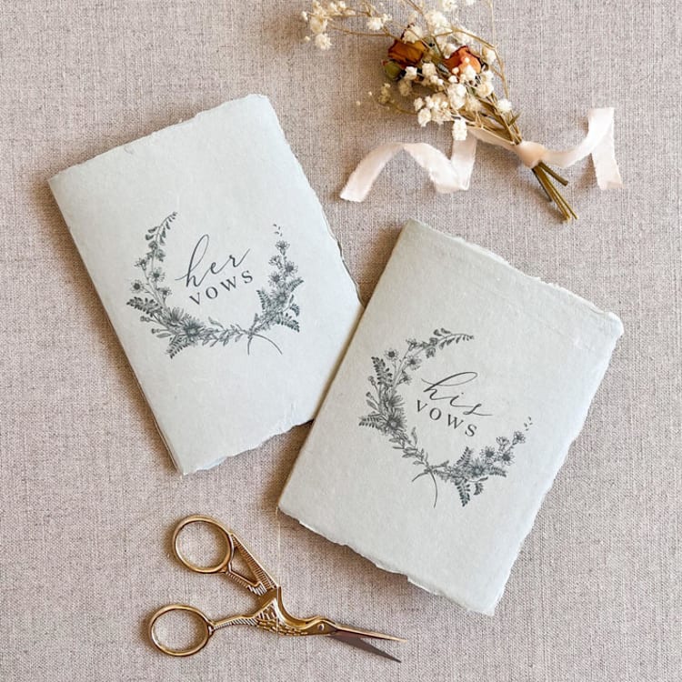 "The Abbie // His and Hers Vow Book Set" - Wedding Vow Books in blue by Jen Simpson