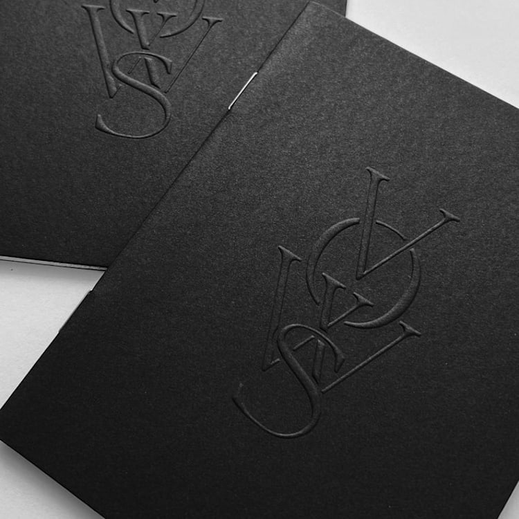 "Luxe Embossed Unisex Vow Books, Set of Two- Blank Paper" - Wedding Vow Books in black by Eva Tadros