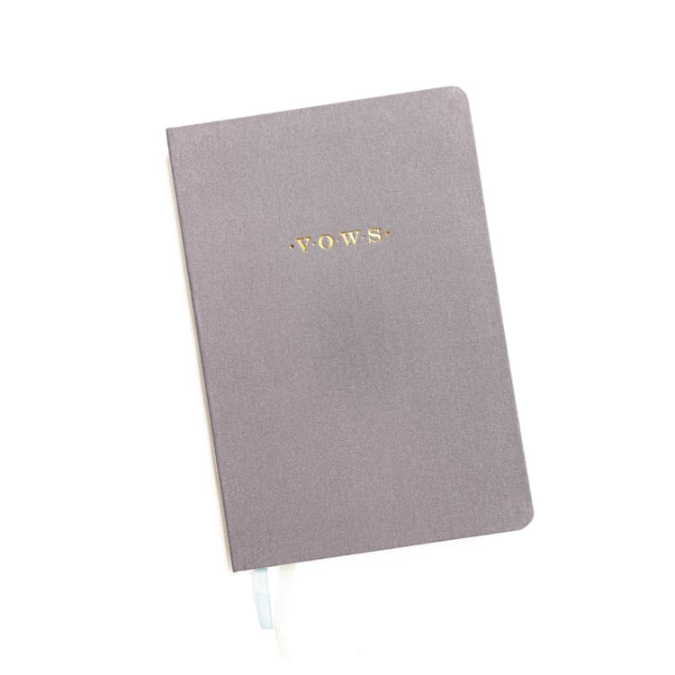 "Linen Wedding Vow Book | Gold Foil on Lavender Grey Linen" - Wedding Vow Books in purple by Jessica Cunningham