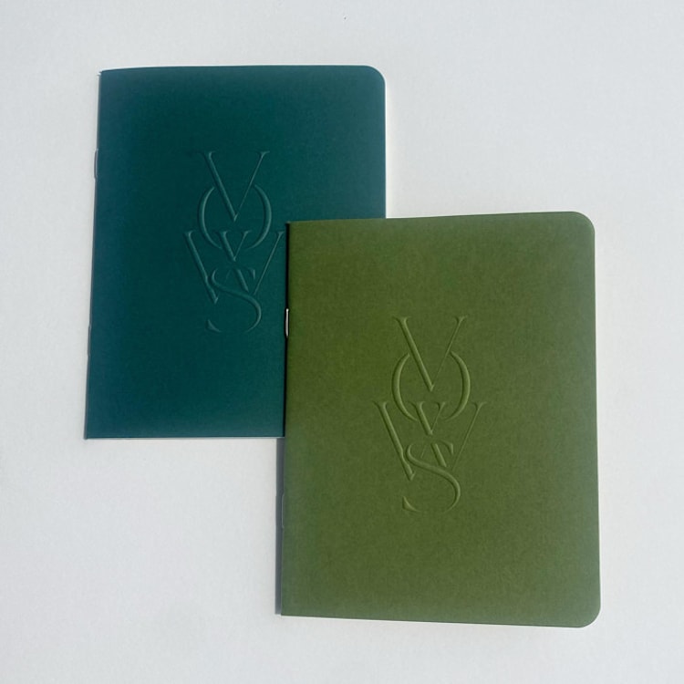 "Green & Squall Grey Vow Books Set of Two, Unisex Wedding Vow Books_ Blank Paper" - Wedding Vow Books in green by Eva Tadros