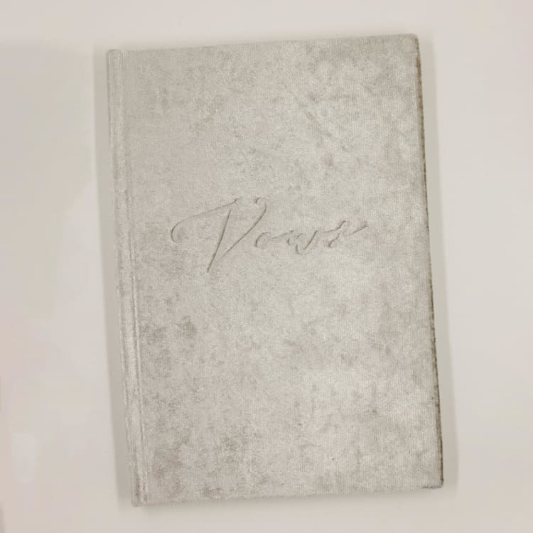 "Vow Book Silver Velvet" - Wedding Vow Books in silver by Ribbon and Rings