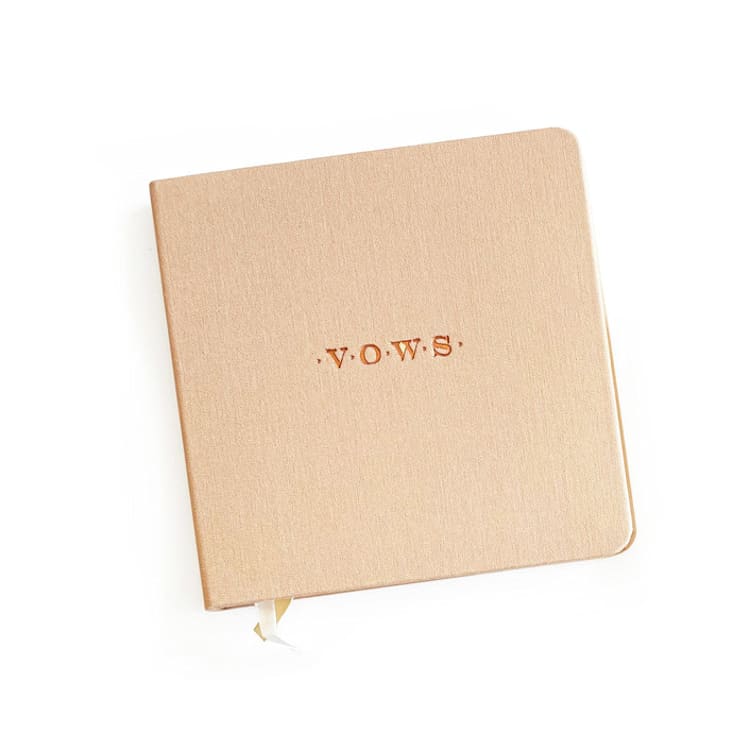 "Linen Wedding Vows Book | Copper Foil on Sand Linen" - Wedding Vow Books in beige by Jessica Cunningham